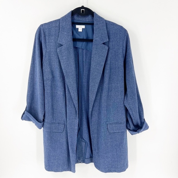 ✅ J. JILL NAVY OPEN FRONT CARDIGAN/BLAZER SIZE SMALL - Picture 2 of 7